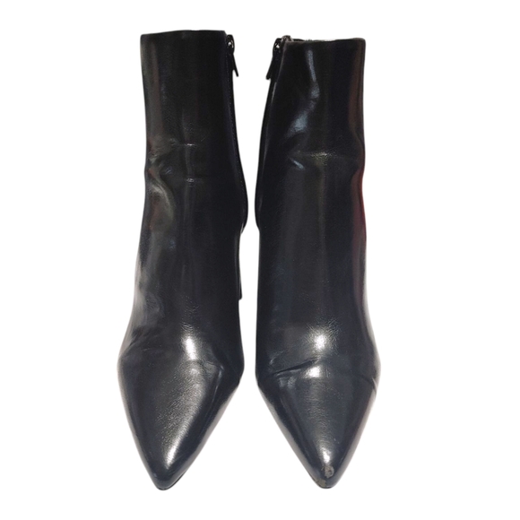 Zara Faux Leather Pointed Toe Geometric Heel Zipper Ankle Booties Womens Size 37 - Picture 5 of 9